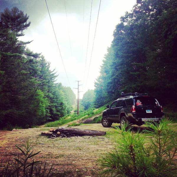 View on the powerlines with the campfire