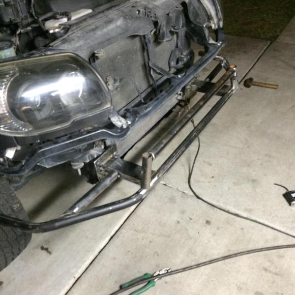 We cut apart the old bumper and formed this. The bends were fitted to the bumper perfectly.