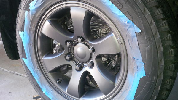 Wheel taking on some Anthracite Plastidip