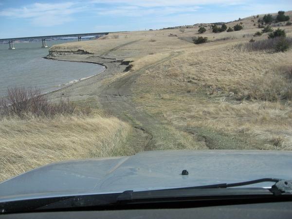 Wheeling along the Missouri river. River is so high now some former trails are under water.