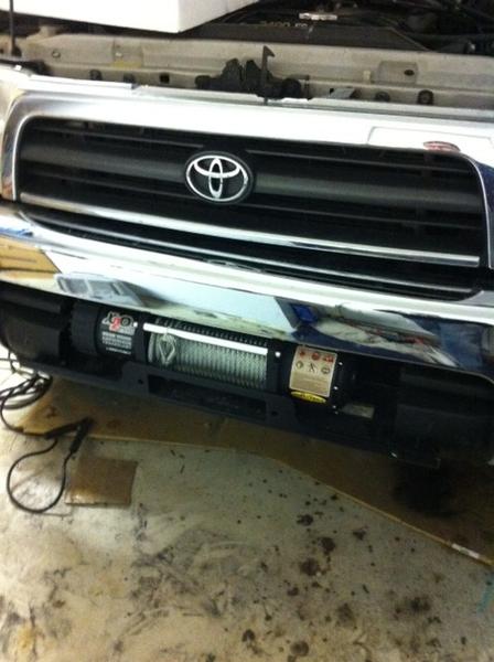 Winch in, the control box is right behind the bumper.