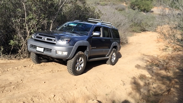 with the new rubber installed, (cougar pass, escondido, CA)
255/75/r17, skinny tires but grip good