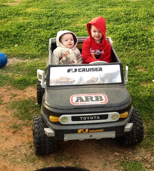 Xander giving rides in his rig.