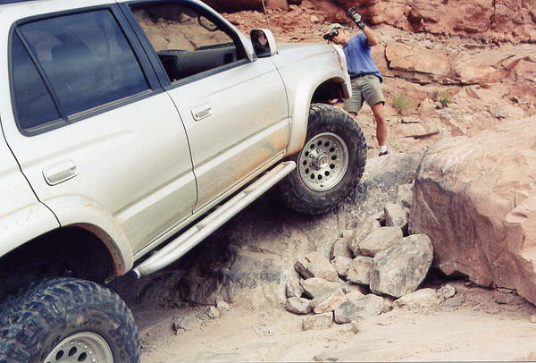 Years ago the Cliffhanger trail in Moab had this dangerous obstacle with a several hundred foot vertical cliff about 20 feet to the right of where thi